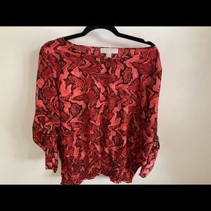 Michael Kors Snakeskin Kimono Sleeve Smock Waist